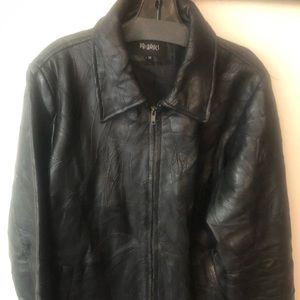 PB Basics genuine black leather jacket.